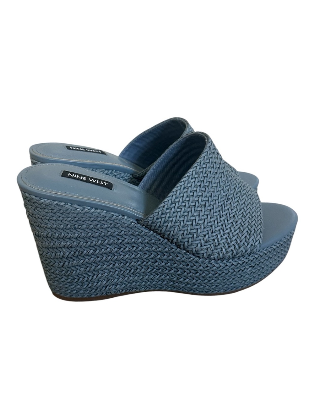 Nine West Blue Woven Platform Wedge Sandals